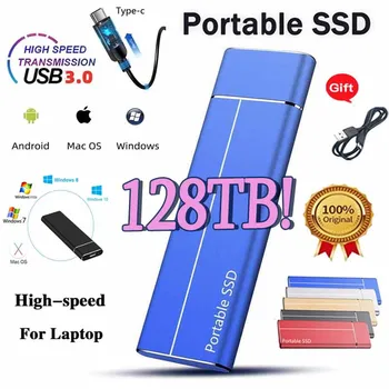 100% Originalni SSD 64 TB 128 TB Prijenosni high-speed vanjski ssd hard disk sa sučeljem USB3.0, mobilni hard disk za laptop