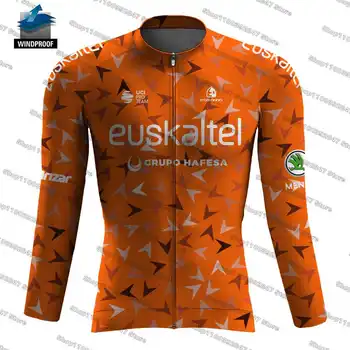 2023 Euskaltel Kit iz Dres za Biciklizma, ветрозащитная Muška Odjeća za Biciklizma, Vrhovima iz Dres s dugim rukavima