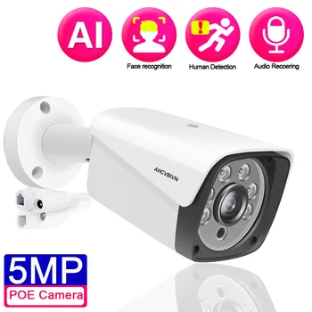 Ai Face 5MP POE Audio IP kamera Dome Osnovna Skladište Sigurnosti H. 265 Video CCTV Nadzorne Vanjsko Vodootporno za CCTV NVR