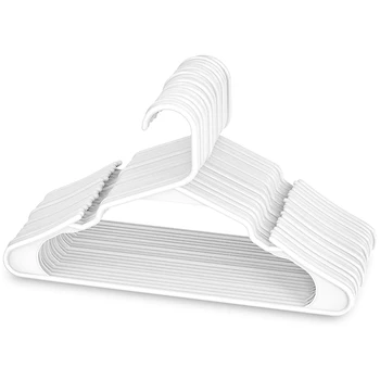 Bijele Plastične Vješalice, Plastične Vješalice za odjeću, idealno pogodan za svakodnevnu standardne upotrebe, Vješalice za odjeću (Bijele, 20 komada)
