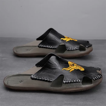 CYYTL/Muške papuče, casual moda lagana ljetna vanjski đonovi muške cipele, kožne pješačke plaže sandale ravnim cipelama na platformu, velike dimenzije