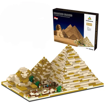 DIY Piramida 3D Model Mikro Gradivni blokovi Egipat Svjetski poznata Arhitektura Mini Keramička Model grada Igračke Za uređenje radne površine