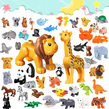 Dječji velike blokove, pribor za životinje, igračke, kompatibilne s Duploes, Lavovima, Жирафами i слонами, dječje igračke za dječake, napravio svojim rukama