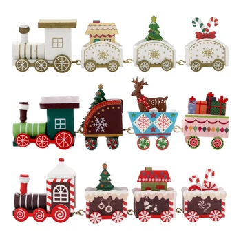 Drveni Božićni vlak, Ukras, Slatka kreativne društvene ukrasa, figurica Jelena, Djed Mraz, Snjegović, obrta