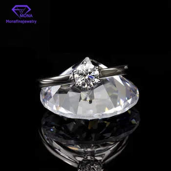 Elegantan, Kvalitetan prsten s муассанитом od zlata 5,7 mm 14 Do koje je proteklo dijamant test, Okrugli brušenje D, Boja VVS, nakit