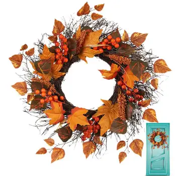 Jesen Vrata vijenac, nakit od maple leafs, Veličanstveni Realan šarene Jesenja Vijenac, ukras za jesenje žetve