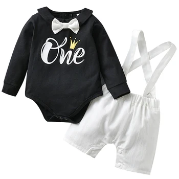 Komplet od 2 predmeta, Proljeće-ljetna Odjeća za snimanje fotografija novorođenih Dječaka, Svakodnevno Modni pamučno body s dugim rukavima + Kratke hlače, komplet za dječju odjeću BC700