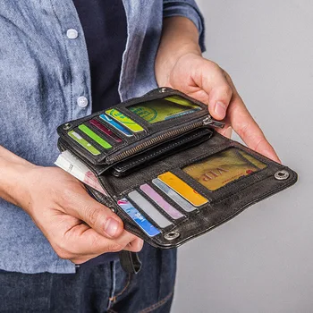 Kratki muški novčanik od kože AETOO, višenamjenski držač za vozačke dozvole, muški modni retro-novčanik ručni rad munje