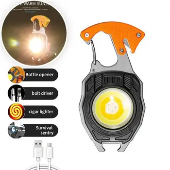 Mini Led svjetiljka-privezak za ključeve, Multifunkcionalni Ručni Svjetiljke za kampiranje, USB punjenje, radna svjetla, ribarska fenjer