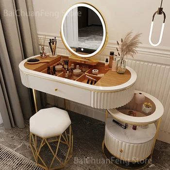 Moderni Toaletni stol, Namještaj za spavaće sobe, Transparentan gornje strane, Luksuzni Kućni Komode, Skandinavski Toaletni stol, Ormar za pohranu, Stolić za šminkanje