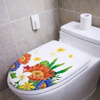 Naljepnica na wc, naljepnica na wc, Šarmantan cvjetnim ukrasima za wc, samoljepljive naljepnice na poklopac wc-om, obloge kupaonica, dodaje okus