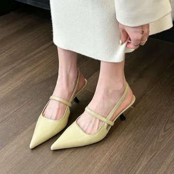 Nova ženska obuća; Trendi sandale; Ženske klasične elegantne cipele-brod na visokim petama; Ženska monotono ženske cipele sa oštrim vrhom;