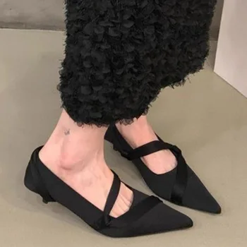 Nove Marke ženske Sitnice Cipele na srednje potpetice, Sandale na plitkim cipelama, 2023, Jesenske Cipele-brod na ukosnica s oštrim vrhom, Trend Pješačke Mujer Zapatos