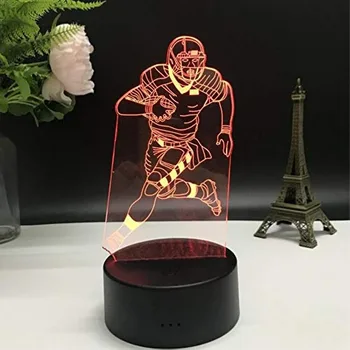 Noćni igrač ragbi, 3D Iluzija, led noćno svjetlo, 7 boja, priznanja mijenja USB-radni stol svjetiljka za Božićne poklone, dekoracije za dom