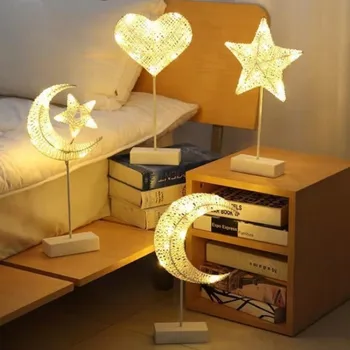 Noćno svjetlo, Božićna zvijezda, Mjesec, lampe, Simulacija od ratana, led lampa za spavaće sobe, dekoracija za dom, Ramazan, BAJRAM Mubarak