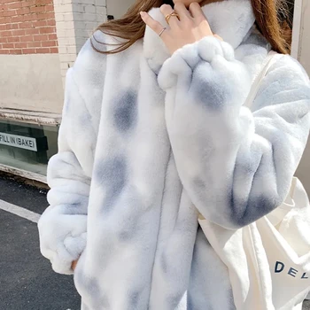 Plišani jakna Ženska zimska korejski toplo Tie dye ženski ulični odjeća slobodna debela jakna s ovratnikom-otpornog 2023