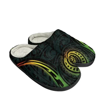 Polinezijski tribal Понпей s tetovažom totem, grafike Unisex, Početna Praktična plišani toplo Pamučnim cipele za Odmor, Glupi нескользящий Papuče