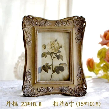 Pravokutni 6-inčni okvir za slike od smole s тисненым cvijet, boja drveta, неоклассическое zid vjenčanicu u američkom stilu, model pho
