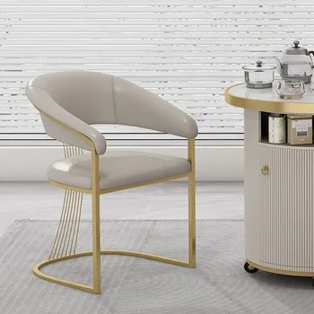 Predivna Moderna Blagovaona Stolice Od Zlatnog Metala, Bijela Kola, Kožni Dizajn Stolica Cadeiras De Jantar Za Dom