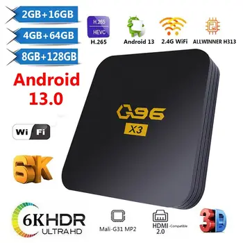 Q96 X3 media player UHD H. 265 2,4 G WiFi pojedinca ili kućanstva Android 13 Allwinner H313 Smart TV Box