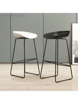 Skandinavski bar stolica, Umjetnost željeza, Crni bar stolica, Moderna jednostavna obiteljska naslon, Stolica za hranjenje, Kreativni, Bar stolica