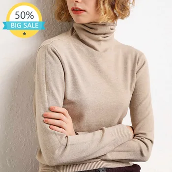 Trendi ženski jesensko-zimskom novi pletene pulover s ворсовым ovratnik i bez dugim rukavima ispod.