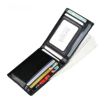 Ultra-tanki Muški kožni novčanik iz europske i američke bičevati, RFID-torbicu s антимагнитным senzora za kartice, moderan torba za самовывоза