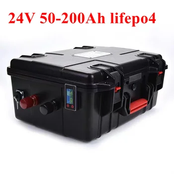 Vodootporan Lifepo4 24V 50Ah 60Ah 80Ah 100Ah 120Ah 150Ah 200Ah litij baterija s BMS za trolling-motora inverter + punjač 10A