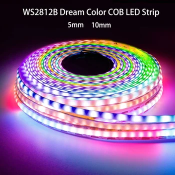 WS2812B DC5V COB RGBIC Piksela Led traka S individualnim adresom 60/100/160 led/m Svjetiljka WS2812 Smart RGB Dream Color Light 5/10 mm