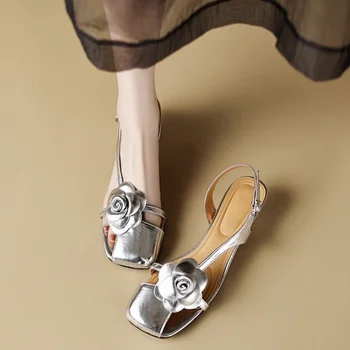 Ženske sandale, Francuski retro Dizajn, Male Mirisne Sandale za vjetar, Ženske Ljetni Noviteti 2023, Cvjetni Baotou Na visoku petu