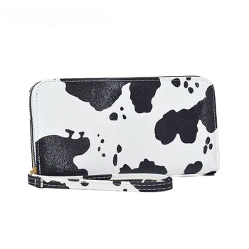 Ženski novčanik na munje, Ženska torba-torbica od umjetne kože sa slikom krave, kožni novčanik-клатч s dugim браслетом, novčanik velikog kapaciteta